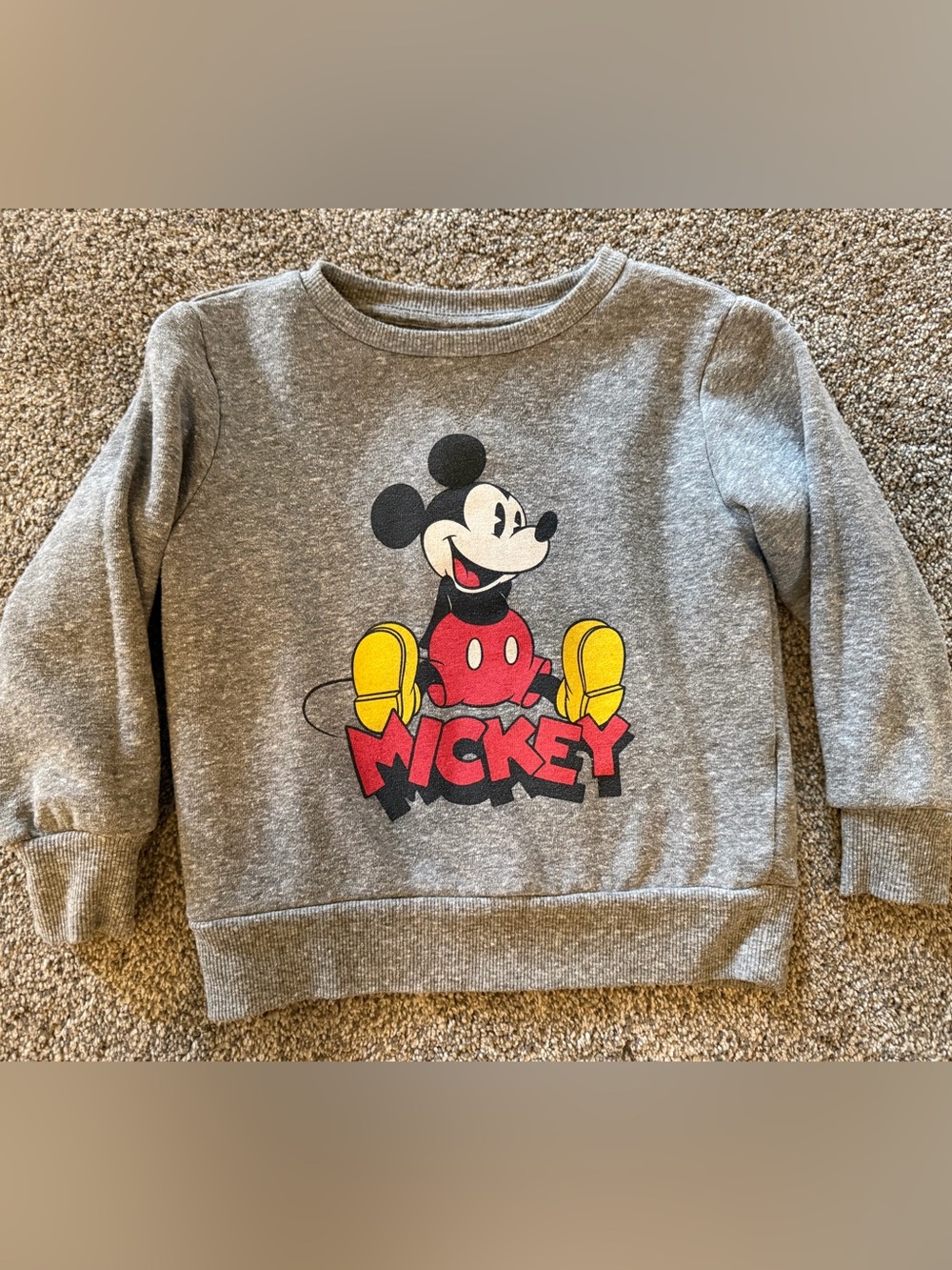 Disney Gray Sweatshirt with Mickey Graphic and Bright Accents